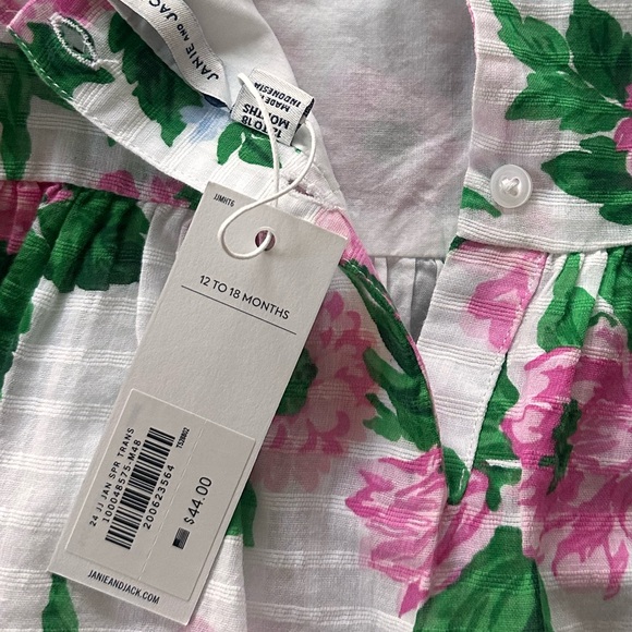 FLORAL BUBBLE SLEEVE PEPLUM TOP NWT 12-18 months Janie and Jack - Picture 5 of 6